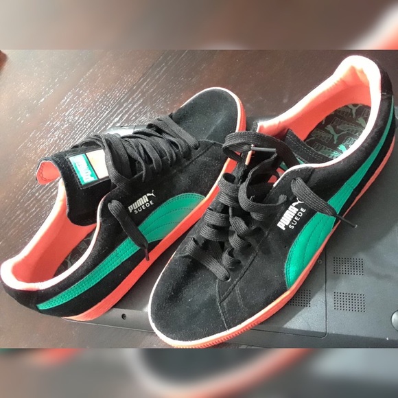 puma suede orange black